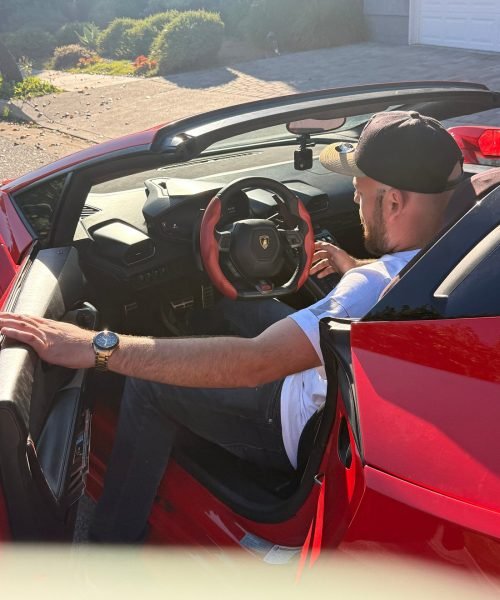 lamborghini huracan spyder red man los angeles hollywood
