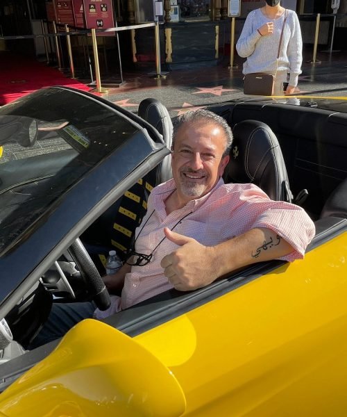 Ferrari yellow man california t los angeles hollywood