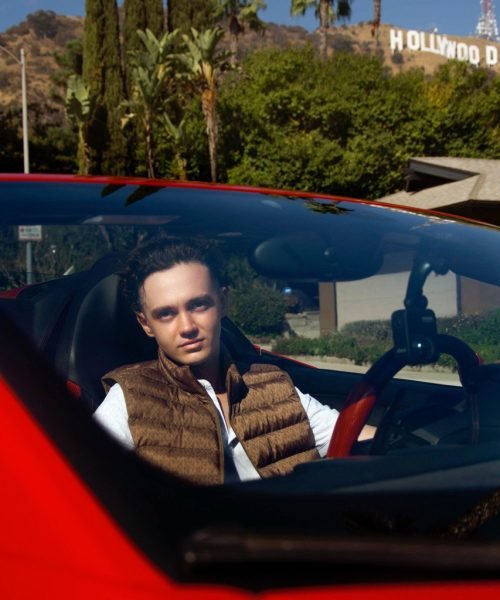 photoshoot man lamborghini hollywood sign